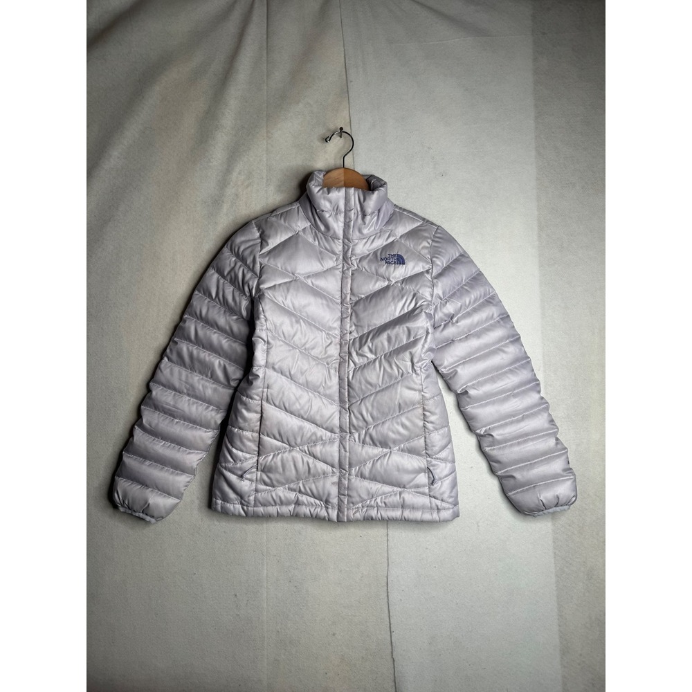 The North Face Womens 550 Down Puffer Jacket Silver Lavender‎ Size S Full Zip